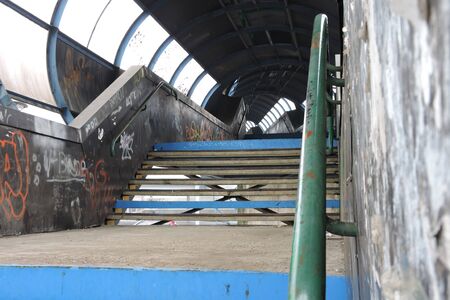Slavonski Brod, Croatia 1/31/2019: Train station covered with snow with foggy dayのeditorial素材