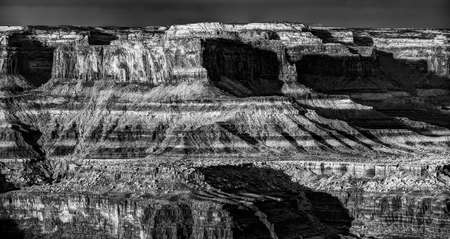 Monochrome view of the striking sandstone formations in Dead Horse Canyon, Utahの写真素材