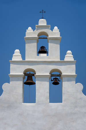 Historic mission made of adobe covered with stuccoの写真素材