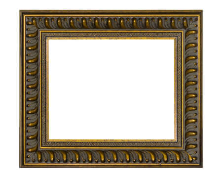 Weathered gold colored home picture frame with blank center (copy space)の写真素材
