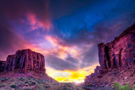 Colorful spring sunset near Jug Handle Arch, Utahの写真素材