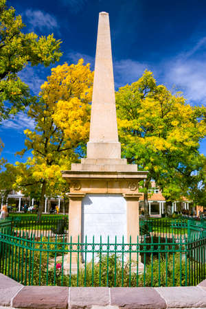 Beautiful fall colors on display in the downtown Santa Fe, NM Plazaの写真素材
