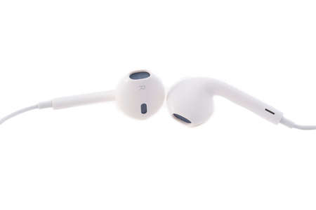 Small earphones isolated on a white backgroundの写真素材