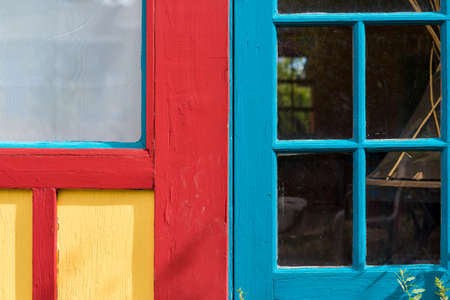 Interesting juxtaposition of colors in Madrid, NMの写真素材
