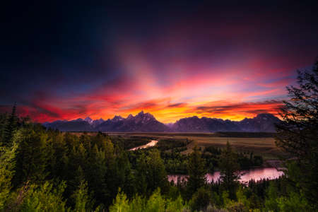 Summer Sunset at Snake River Overlookの写真素材