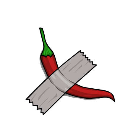 Design a chili with duct tape on white background.のイラスト素材