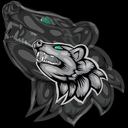 Simple design of head weasel on black background