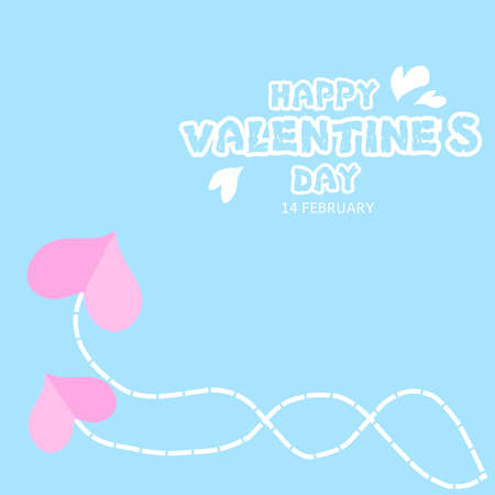 VALENTINE'S day background with paper heart plane flying.のイラスト素材