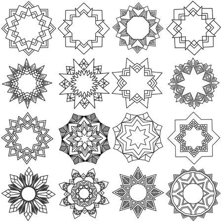 Set of sketch Decoration mandala vectorのイラスト素材