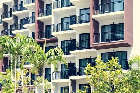 condominium and swiming pool life of City people in modern town.の写真素材