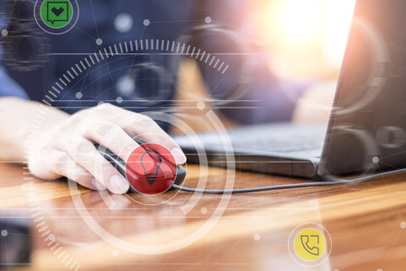 businessman hand working with new modern computer and business strategy as concept