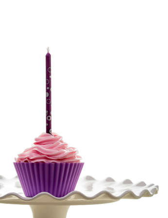 Happy Birthday candle cupcakeの写真素材