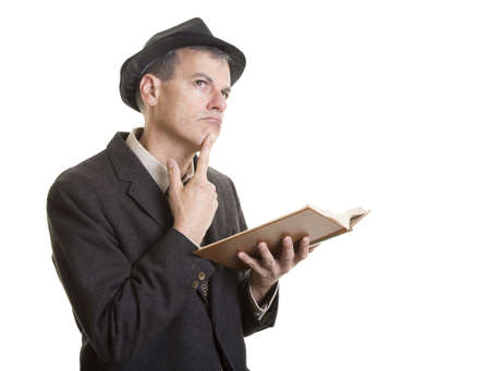 Man reading and thinkingの写真素材