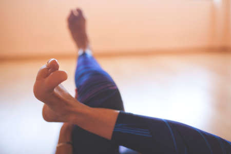 view of the feet of the yogiの写真素材