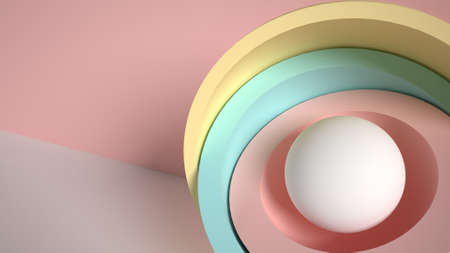 3d render, abstract background, pastel neon balls, primitive geometric shapes, simple mockup,...