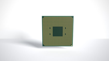 Image of cpu processor chip on a white background. equipment and computer hardware. Central...