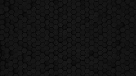 Abstract Hexagon Geometric Surface Loop 5 Black: dark minimal hexagonal grid pattern animation in deep midnight black. Clean background with glossy black hexagon shapes. space grey. Dramatic feelの写真素材