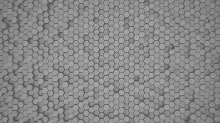Abstract Hexagon Geometric Surface Loop 1A: light bright clean minimal hexagonal grid pattern, random waving motion background canvas in pure wall architectural white. Seamless loop 4K UHD Full HDの写真素材