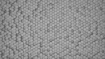 Abstract Hexagon white Geometric Surface Loop 5 Black: dark minimal hexagonal grid pattern animation in deep midnight black. Clean background with glossy black hexagon shapesの写真素材