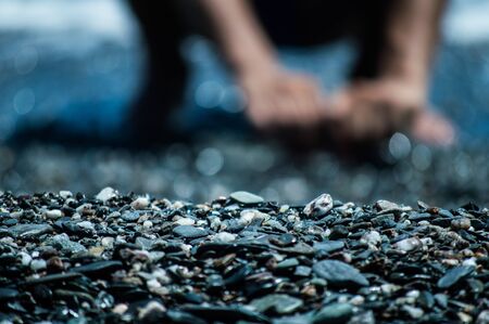 Detail of the beach of Santa Teresa di Rivaの写真素材