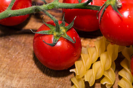 Close-up of tomatoes and pastaの写真素材