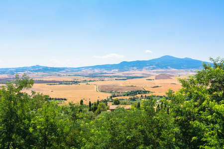 Panorama of the Val D'Orcia in Tuscanyの写真素材
