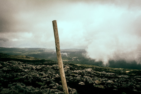 The force of nature: fog in a volcanic landscapeの写真素材