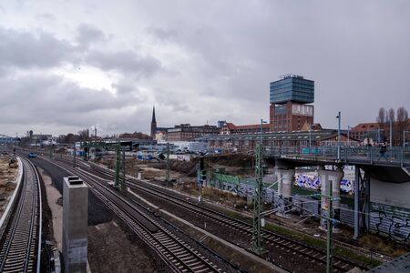 the station and tracks in the city of Berlin