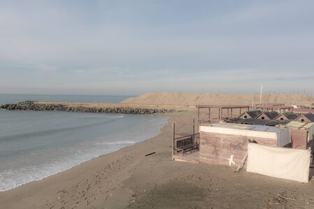 abandoned building on a beachの写真素材