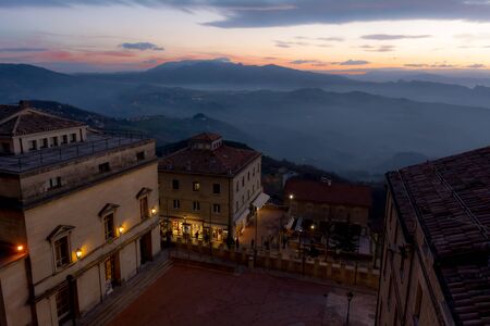 View of San Marino at sunsetの写真素材