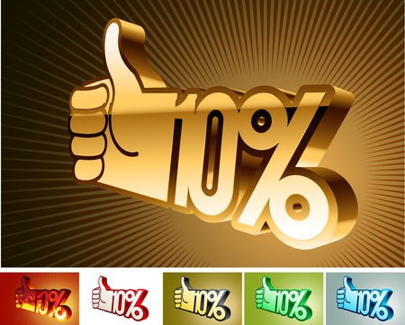 Symbol of discount or bonus on stylized hand  10%のイラスト素材