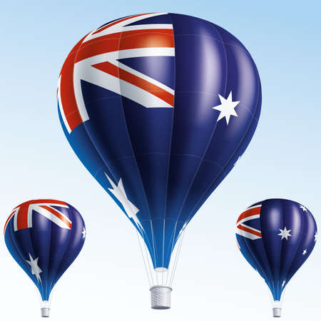  Vector illustration of air balloons painted as Australia flagのイラスト素材
