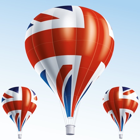 Vector illustration of air balloons painted as Great Britain flagのイラスト素材