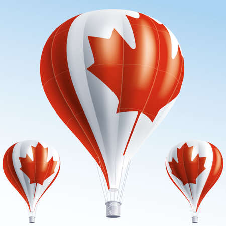 Vector illustration of air balloons painted as Canada flagのイラスト素材