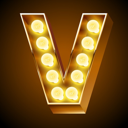 Old lamp alphabet for light board  Letter Vのイラスト素材