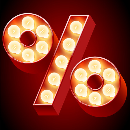 Old lamp alphabet for light board  Symbols のイラスト素材