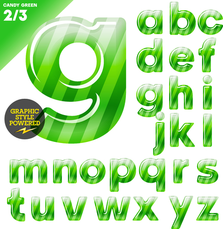 Vector illustration of Multicolor children s candy alphabet  Green editionのイラスト素材