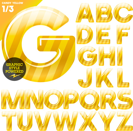 Vector illustration of Multicolor children s candy alphabet  Yellow editionのイラスト素材