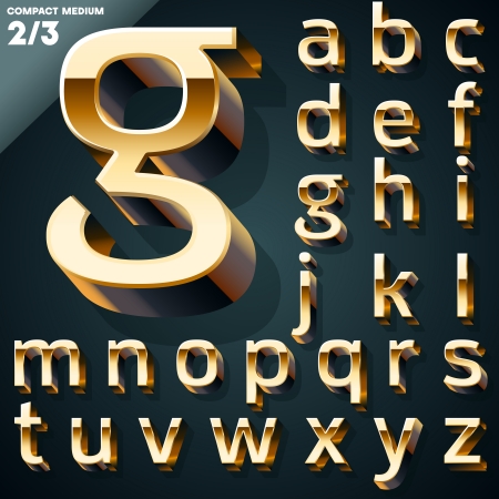 Vector illustration of golden 3D alphabet  Setのイラスト素材