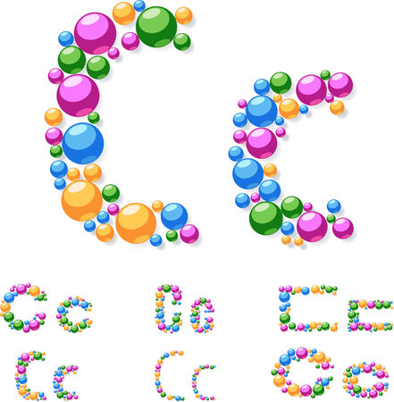 Vector alphabet symbols of colorful bubbles or balls  Letter Cのイラスト素材