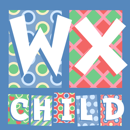 Vector set of cosy countryside children font. Letters W Xのイラスト素材