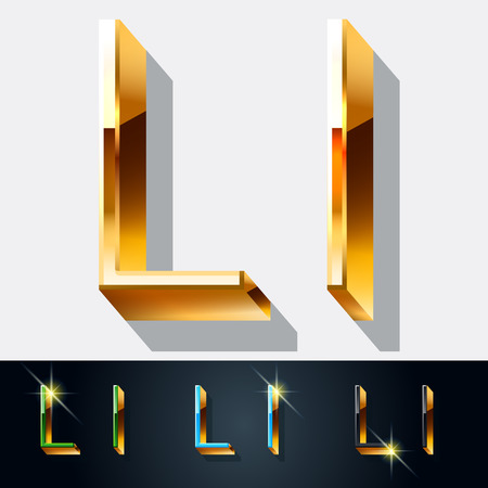 Vector set of elegant gold jewelry font. Letter Lのイラスト素材