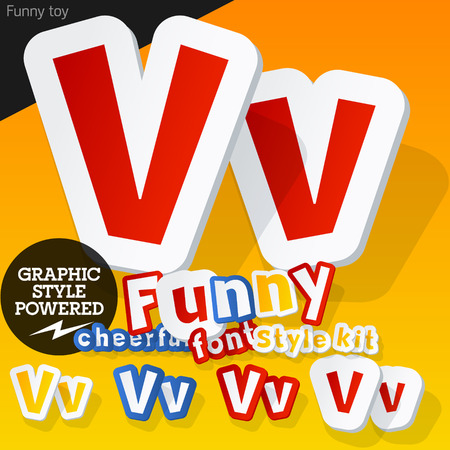 Vector font in shape of funny toys or cartoon elements. Letter Vのイラスト素材