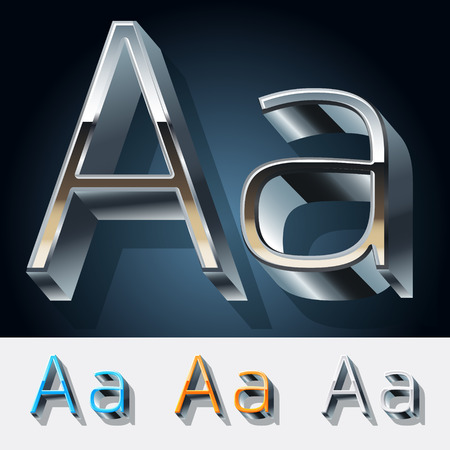 Vector set of futuristic metal silver alphabet. Letter Aのイラスト素材