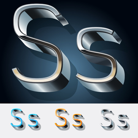 Vector set of futuristic metal silver alphabet. Letter Sのイラスト素材