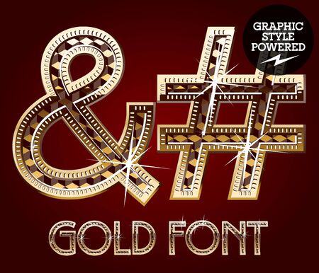 Vector set of gold rich alphabet with diamonds. Symbolsのイラスト素材
