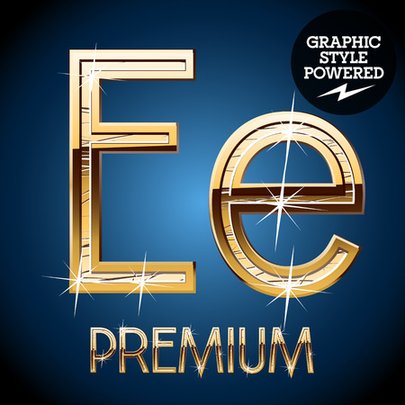 Golden font. Letter Eのイラスト素材