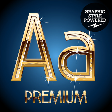 Golden font. Letter Aのイラスト素材