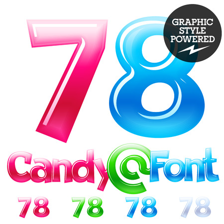 Children's candy font. Set of Numbers 78のイラスト素材