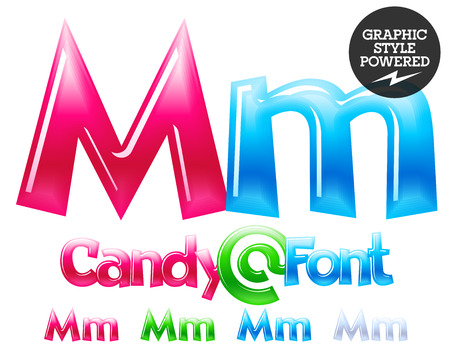 Children's candy font. Set of Letter Mのイラスト素材